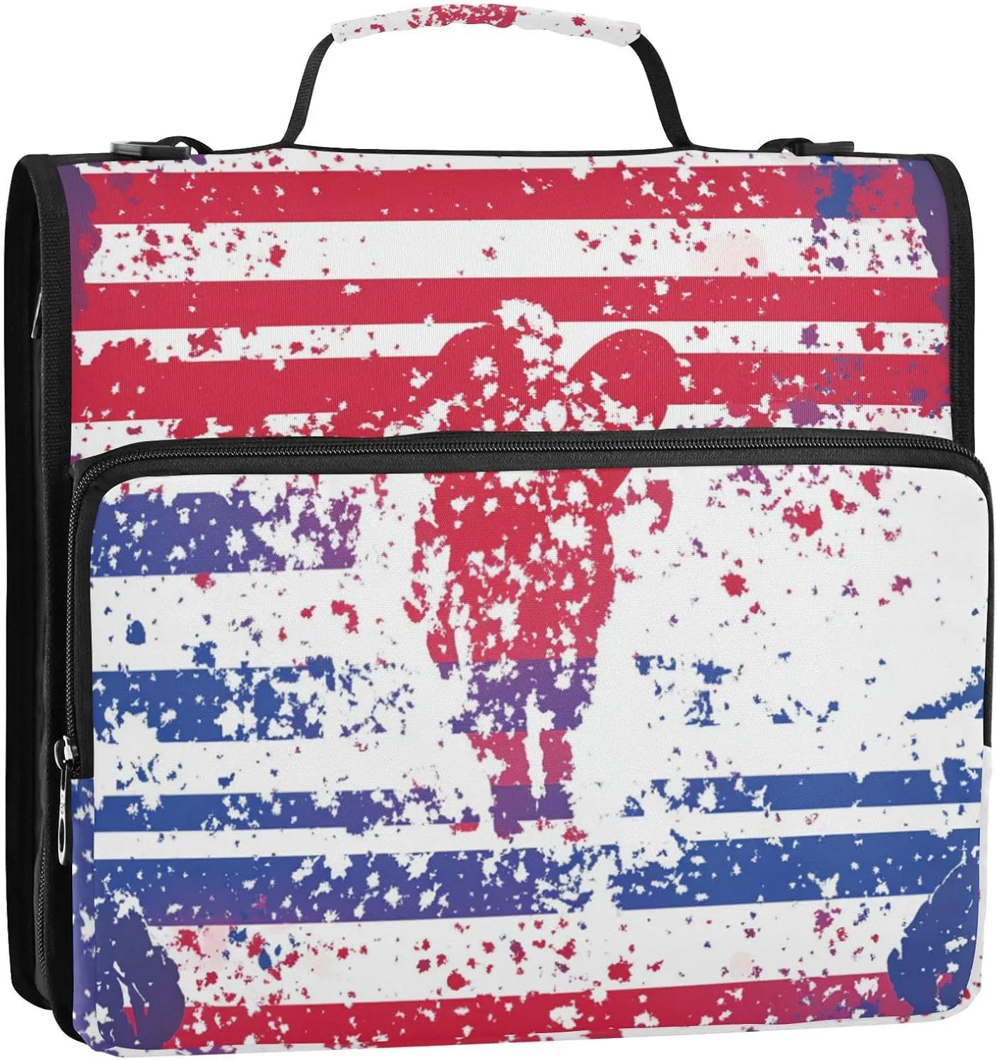 3 Rings 1.5 inch Zipper Binder with Shoulder Strap Easy to Carry Document Organizer Bag for Middle School Purple Heart Day Soldier