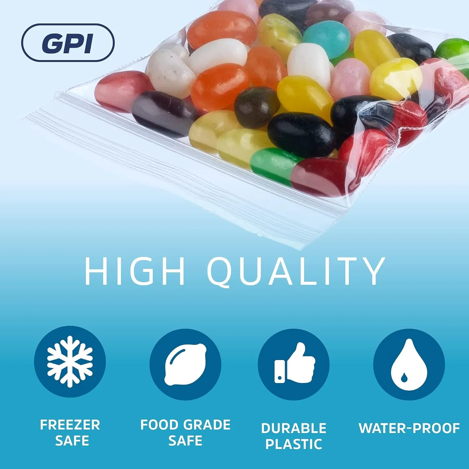 3 X 3 inches, 2 Mil Clear Reclosable Zip Bags, Case of 1000 GPI Brand