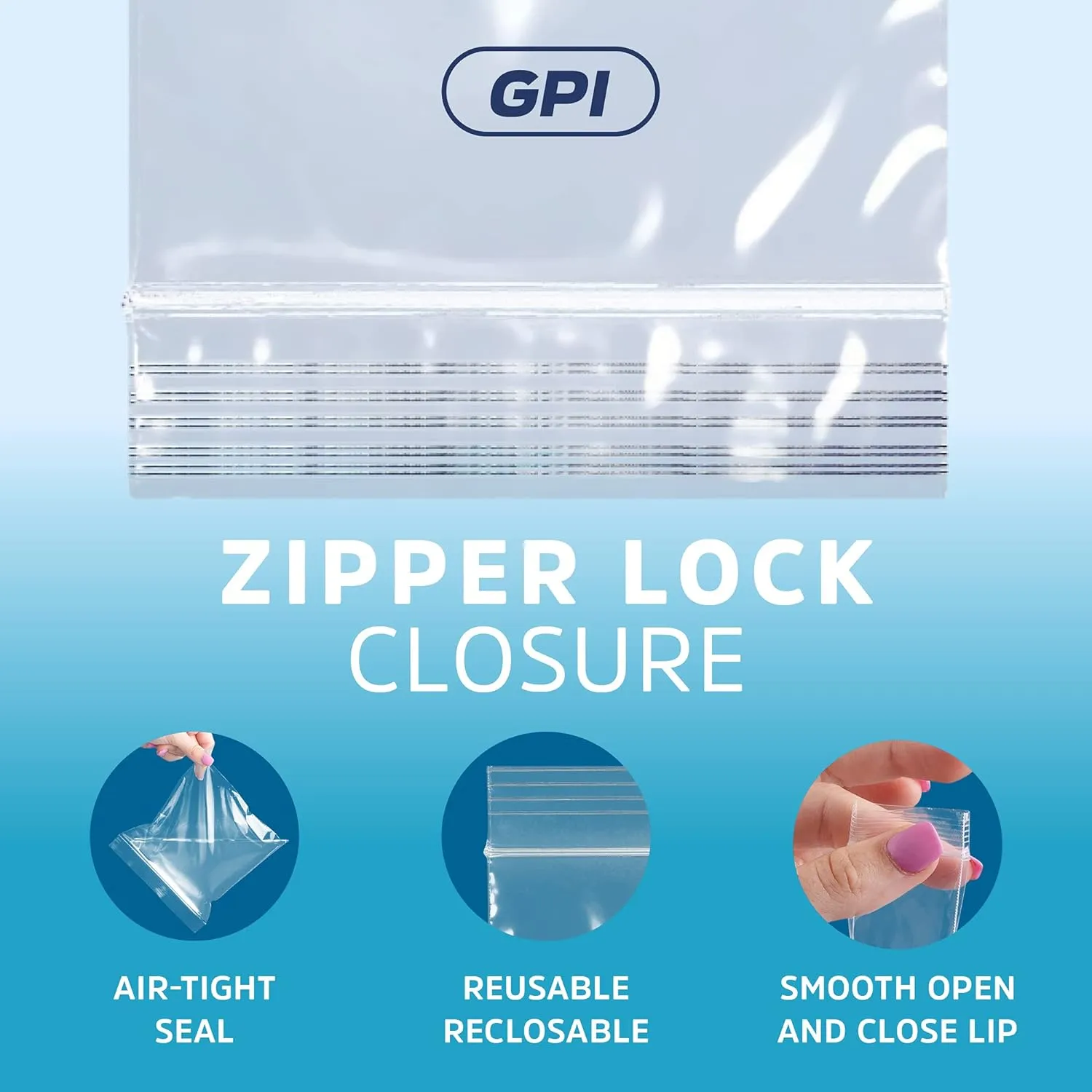 3 X 3 inches, 2 Mil Clear Reclosable Zip Bags, Case of 1000 GPI Brand