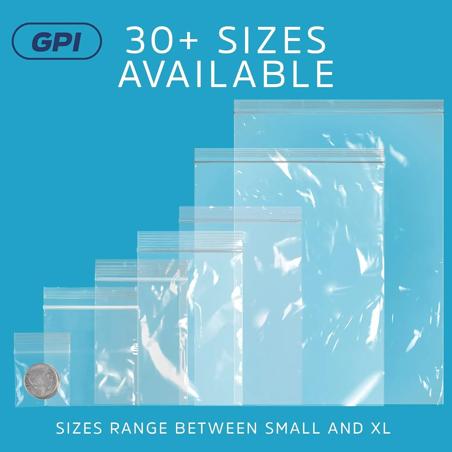 3 X 3 inches, 2 Mil Clear Reclosable Zip Bags, Case of 1000 GPI Brand