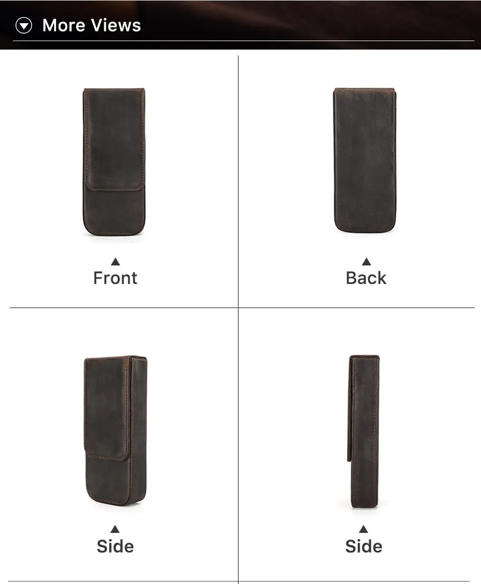 3/12 Leather Fountain Pen Case Portable Magnetic Suction Ballpoint Rollerball Pens or Pencils Case Pouch (Brown)…