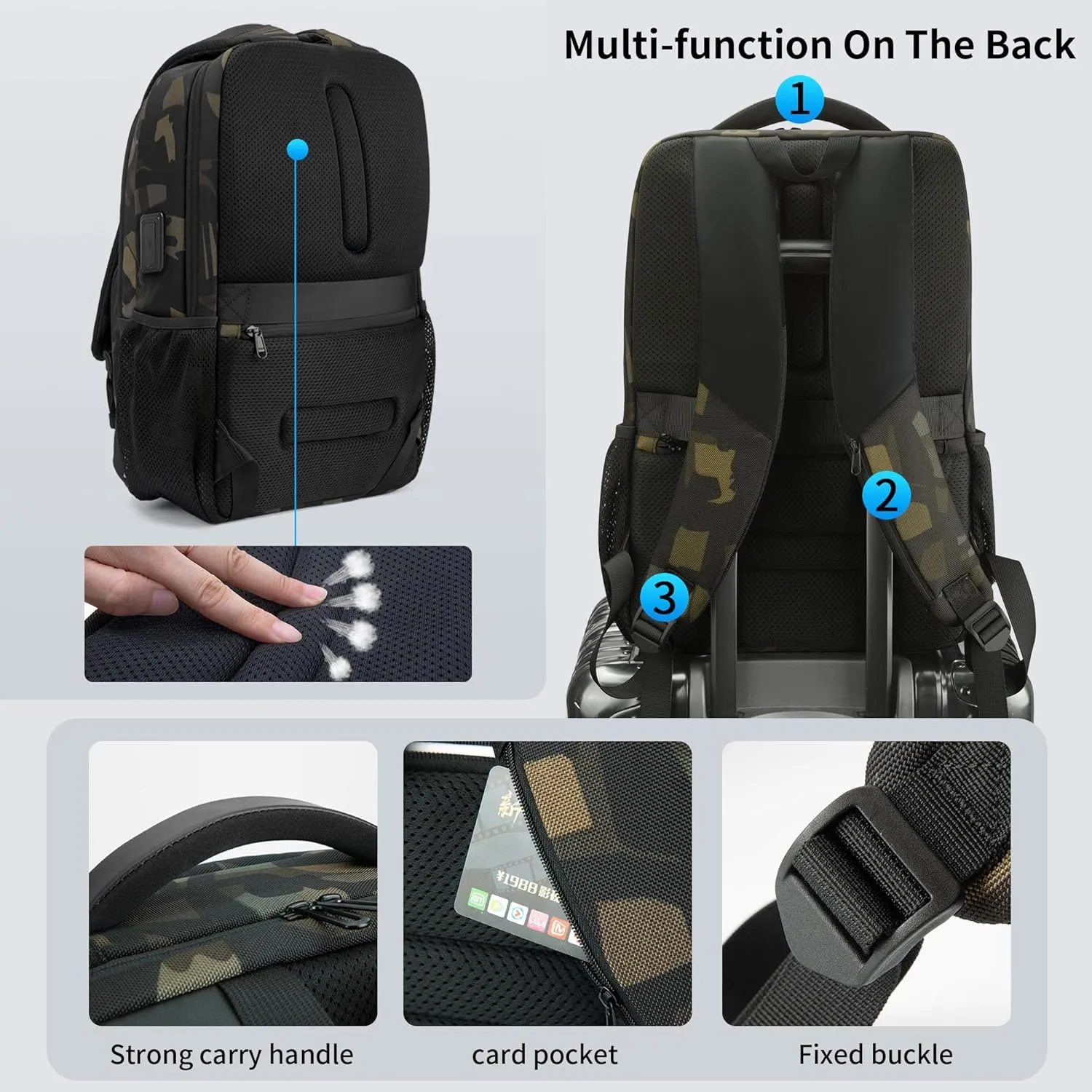 35L Travel Laptop Backpack for Men, High Tech Business Backpack with USB Charging Port and Ergonomic Design, Water Repellent Work College Computer Backpack Fits 15.6 Inch Tablet, Notebook