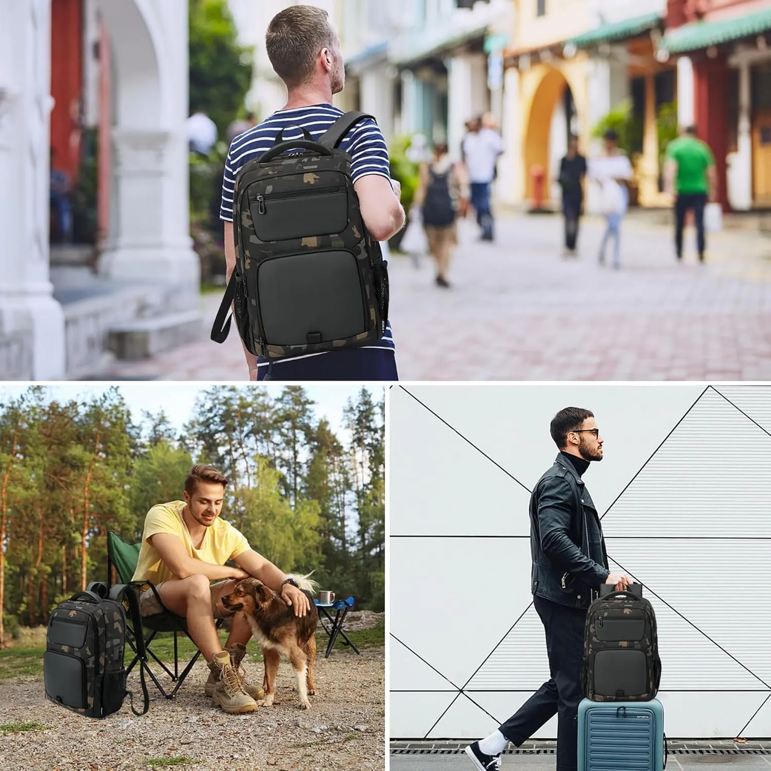 35L Travel Laptop Backpack for Men, High Tech Business Backpack with USB Charging Port and Ergonomic Design, Water Repellent Work College Computer Backpack Fits 15.6 Inch Tablet, Notebook