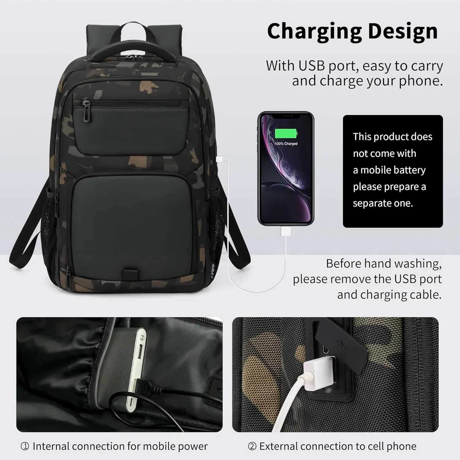 35L Travel Laptop Backpack for Men, High Tech Business Backpack with USB Charging Port and Ergonomic Design, Water Repellent Work College Computer Backpack Fits 15.6 Inch Tablet, Notebook