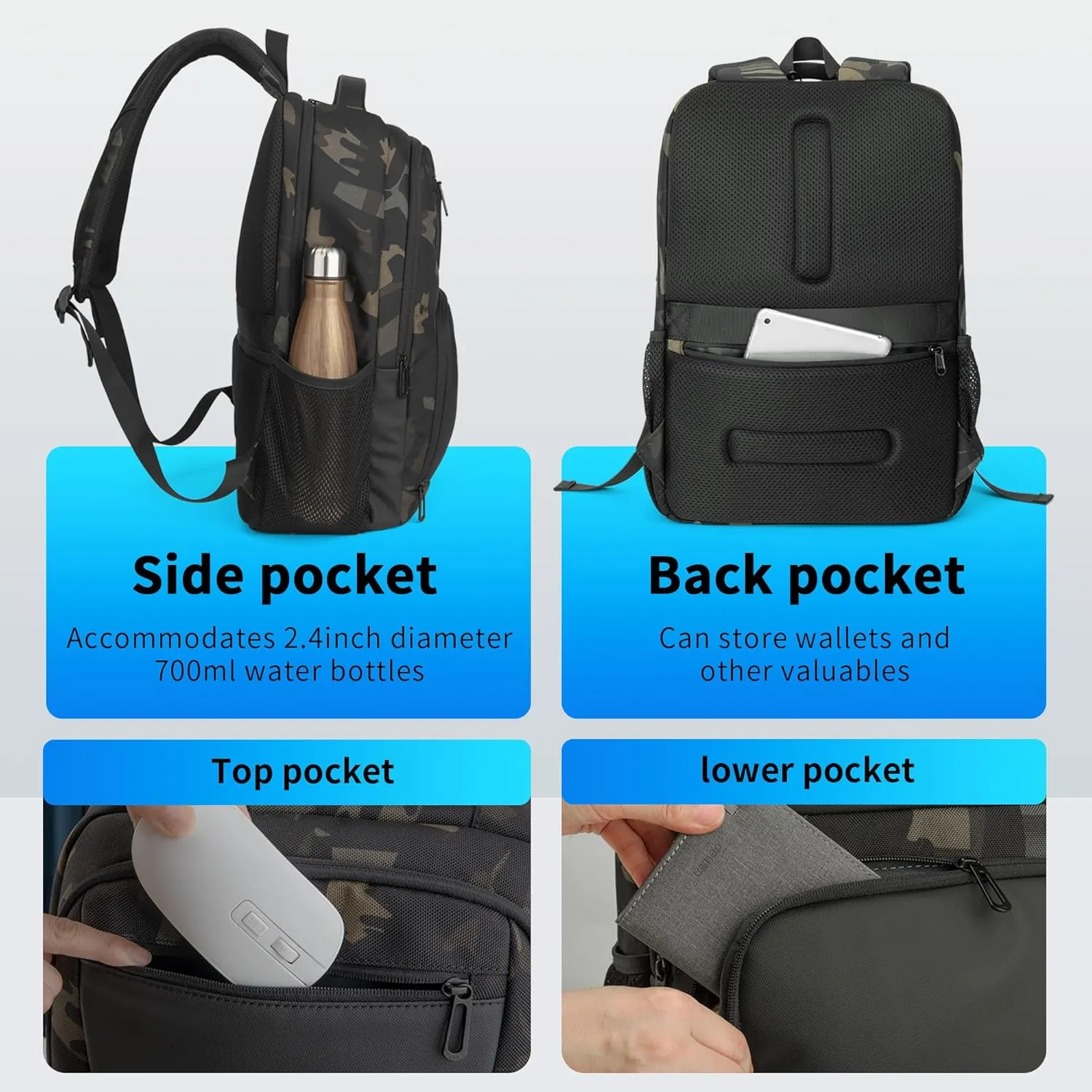 35L Travel Laptop Backpack for Men, High Tech Business Backpack with USB Charging Port and Ergonomic Design, Water Repellent Work College Computer Backpack Fits 15.6 Inch Tablet, Notebook
