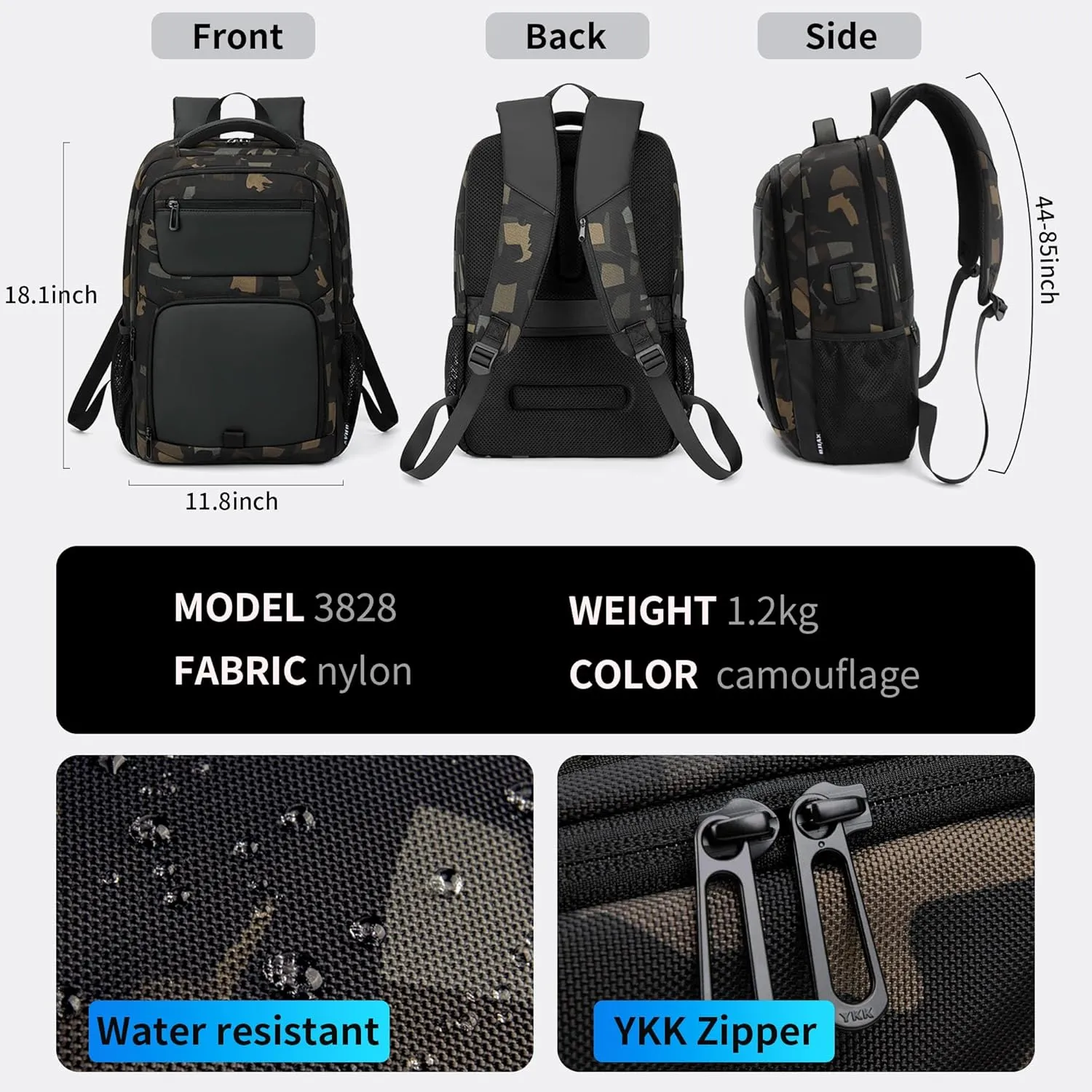 35L Travel Laptop Backpack for Men, High Tech Business Backpack with USB Charging Port and Ergonomic Design, Water Repellent Work College Computer Backpack Fits 15.6 Inch Tablet, Notebook