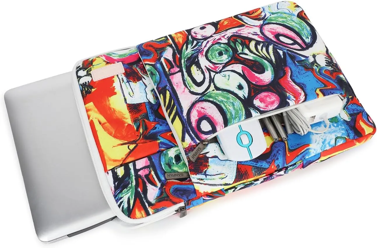 360° Protective 3 Pockets Laptop Sleeve Case Bag with Handle for MacBook Air 15 inch,MacBook Pro 16 inch and 15.6 inch Screen Laptop (Graffiti)