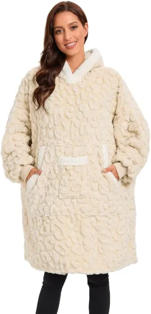 3D Jacquard Wearable Blanket Hoodie for Women, Hooded Blankets Adult Valentines Day Gifts, Cozy Sweatshirt Blanket