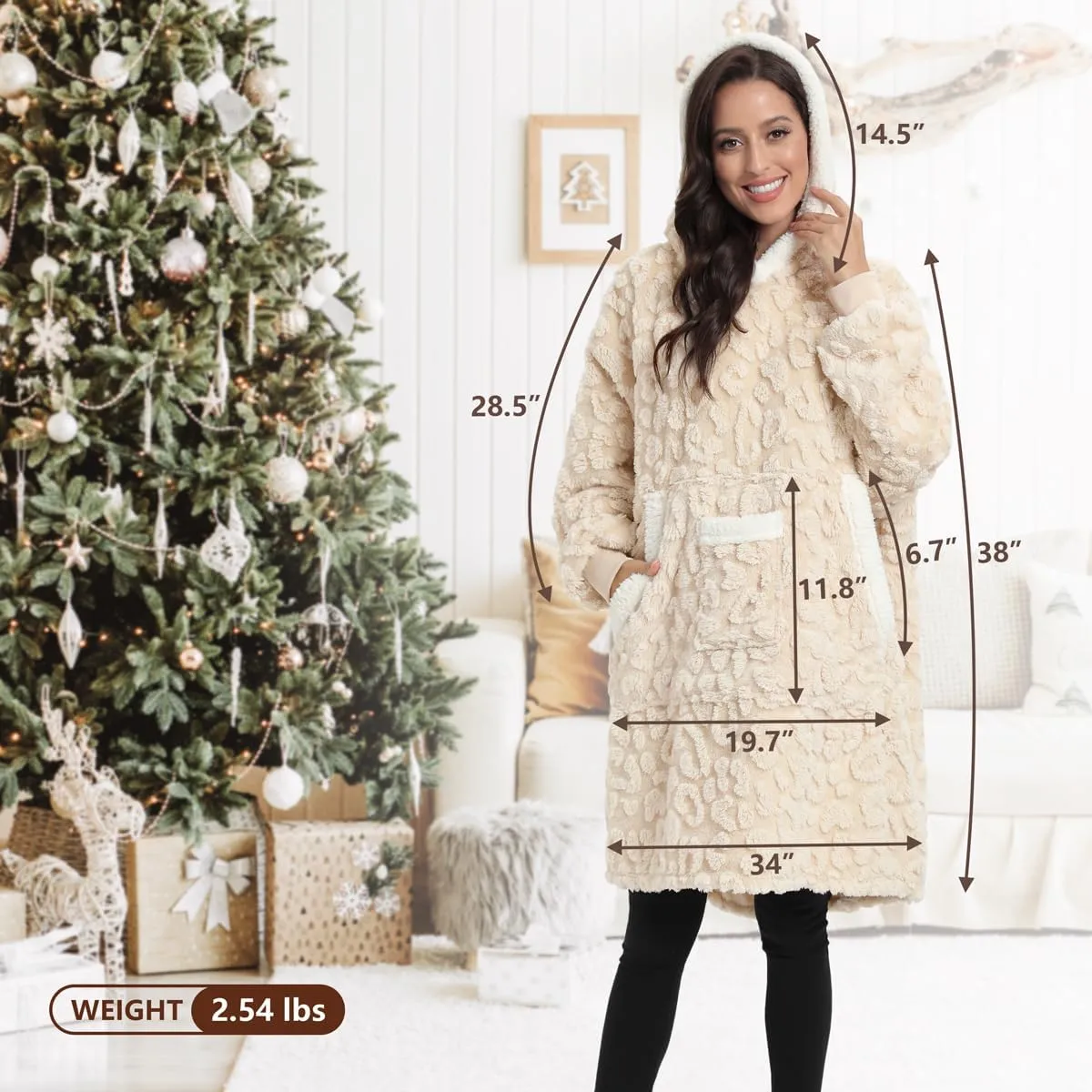 3D Jacquard Wearable Blanket Hoodie for Women, Hooded Blankets Adult Valentines Day Gifts, Cozy Sweatshirt Blanket