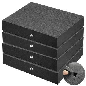 4 Pack Gun Case Foam-16 x 12 x 2 Inch Pick and Pluck Shadow Packing Foam Sheets for Crafts, Black Polyurethane Toolbox Carry Case Foam Inserts, Closed Cell Foam for Gun Case Padding Storage Organizer