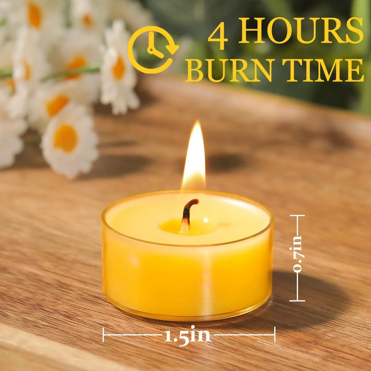 48 Packs Beeswax Tealight Candles- 4 Hour Burn Time Pure Beeswax Candles- Burn Evenly and Clean- Beeswax Candle Bulk Smokeless Bees Wax Tea Lights for Relaxing Air Purification