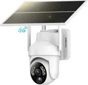 4G LTE Cellular Security Camera Outdoor, No WiFi Solar Security Camera Built in SIM Card, 360° Live View, 2K Color Night Vision, PIR Motion Detection&Alert, 2 Way Talk