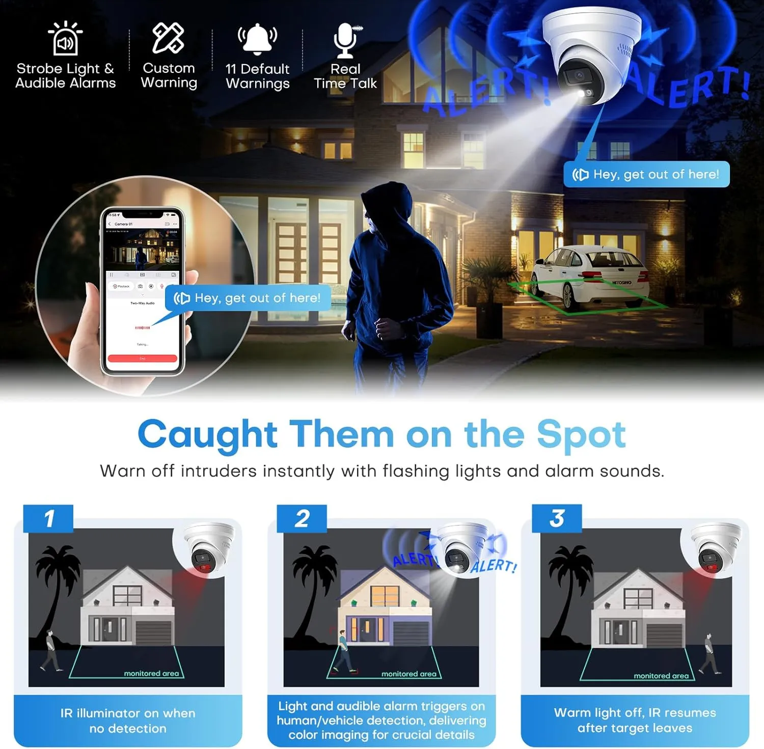4K Outdoor Turret PoE Camera - 8MP Active Deterrent IP Camera w/Smart Color Night (98ft), 2-Way Audio, Human/Vehicle Detection, Full Metal IP67, 127° Wide Angle, 120dB WDR, Hik-Connect/SADP