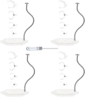 4PCS Transparent Action Figure Stand, Doll Model Display Holder Base Doll Support Stand Easy Assembly with screwdriver, clear