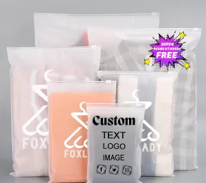 50pcs Custom Matte Frosted Zipper Bag,Resealable Ziplock Poly Bags,Personalized Plastic Apparel Packaging Bags for Clothing Document Comestic storage