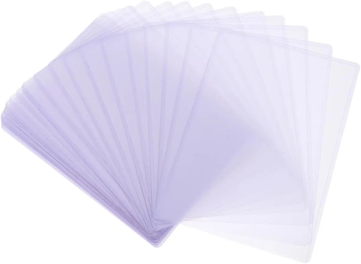 50pcs Hard Card Protectors Transparent Sleeves for Photos Postcards and Id Cards Rigid Holders High Clarity for Safe Display and Storage