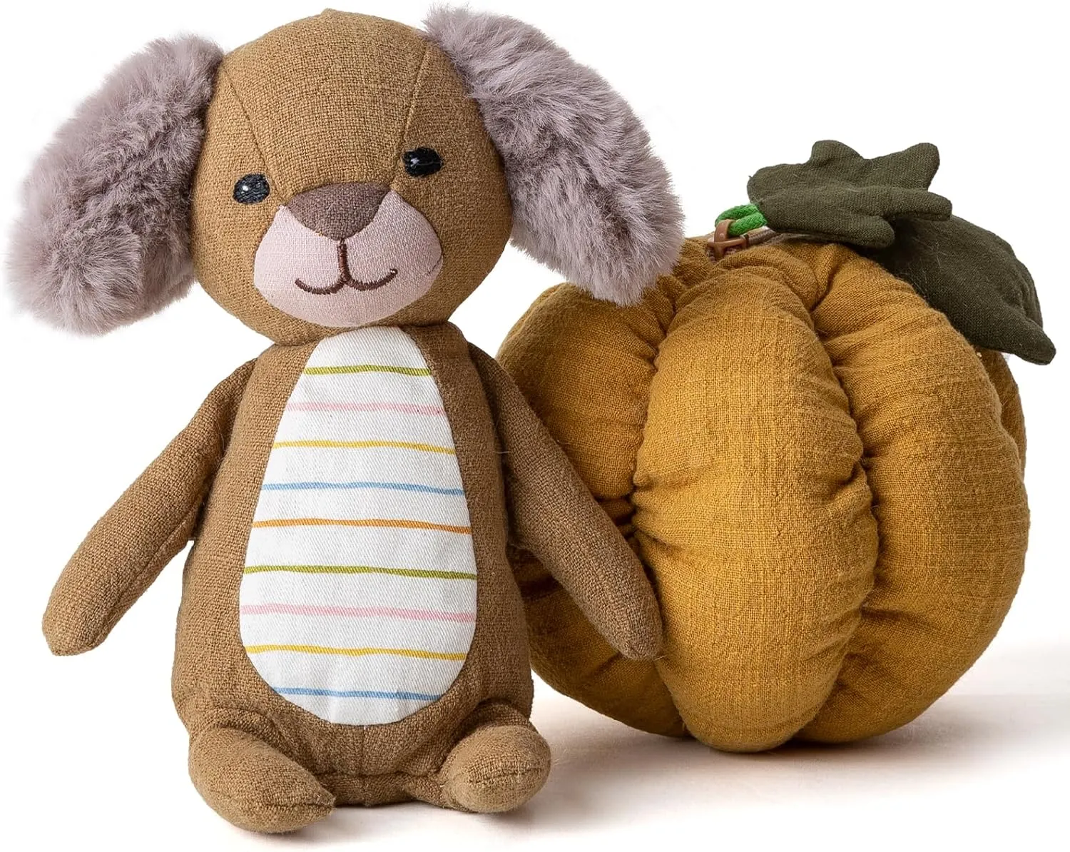 6’’ Plush Figures with Bags Dog with Pumpkin Bag Animal Figures Linen Cotton Stuffed Animal Toy Plush Toys for Baby