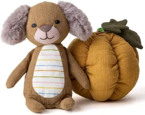 6’’ Plush Figures with Bags Dog with Pumpkin Bag Animal Figures Linen Cotton Stuffed Animal Toy Plush Toys for Baby