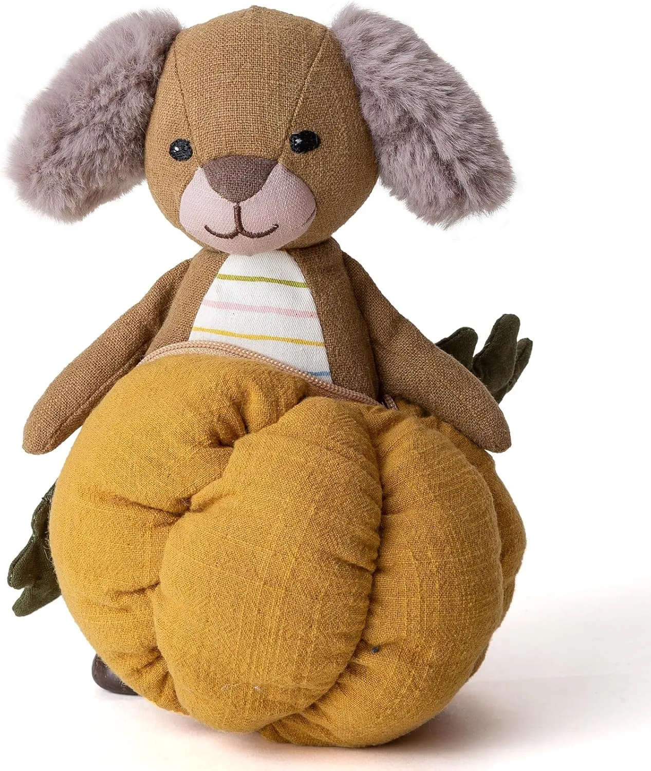 6’’ Plush Figures with Bags Dog with Pumpkin Bag Animal Figures Linen Cotton Stuffed Animal Toy Plush Toys for Baby