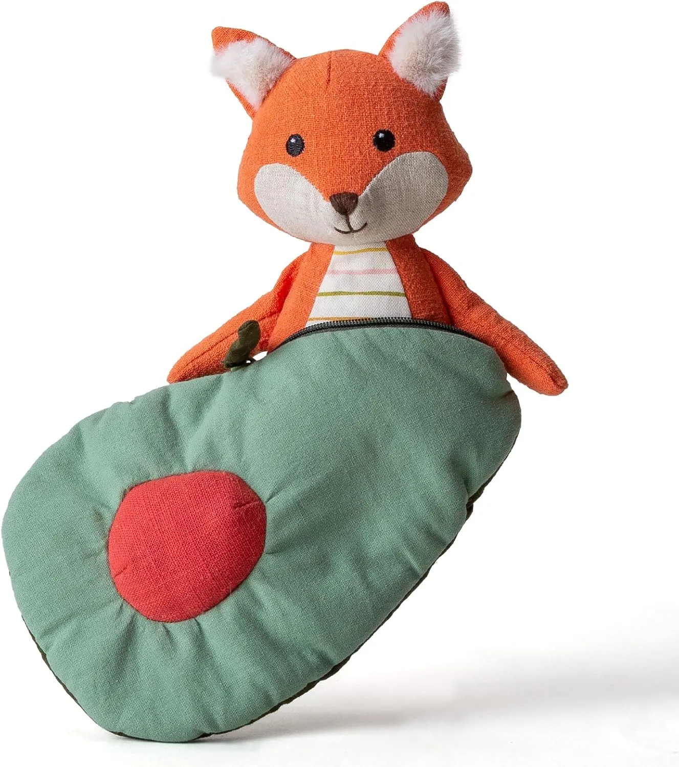 6’’ Plush Figures with Bags Fox with Avocado Bag Animal Figures Linen Cotton Stuffed Animal Toy Plush Toys for Baby