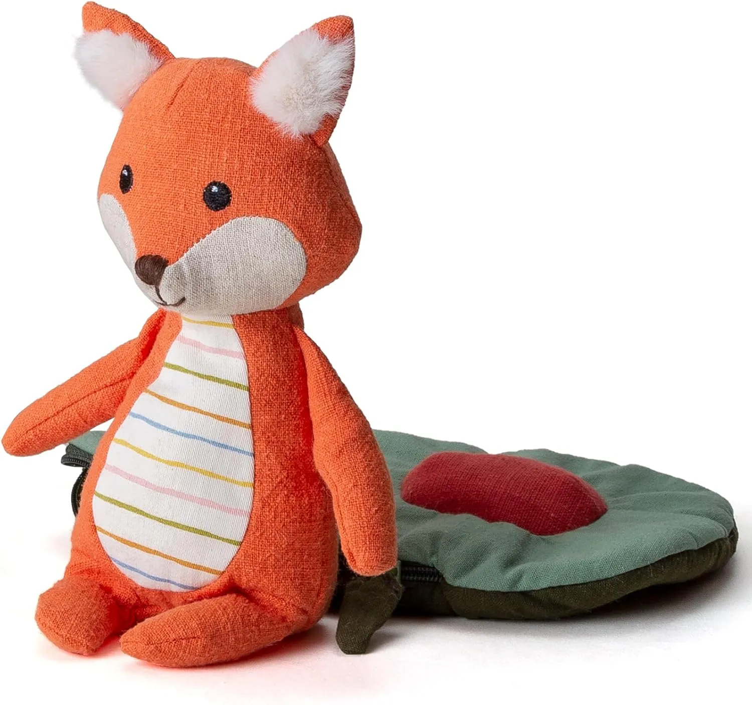 6’’ Plush Figures with Bags Fox with Avocado Bag Animal Figures Linen Cotton Stuffed Animal Toy Plush Toys for Baby
