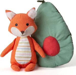 6’’ Plush Figures with Bags Fox with Avocado Bag Animal Figures Linen Cotton Stuffed Animal Toy Plush Toys for Baby