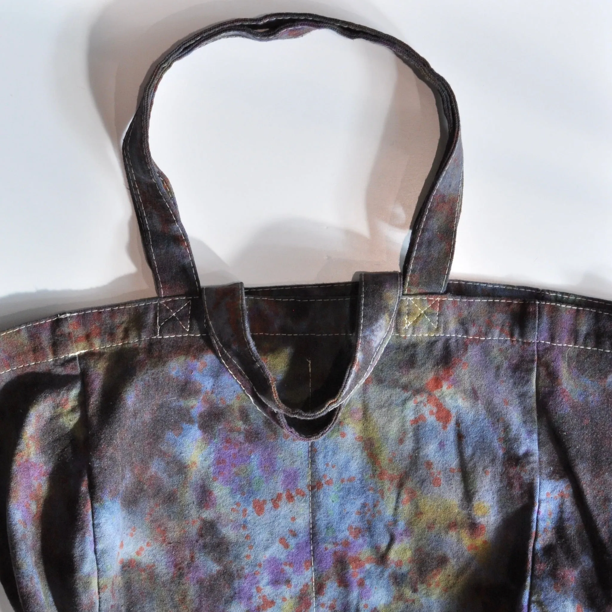 6 Pocket Cotton Tote Bag - Dark Water Tie Dye