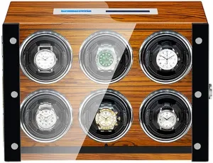 6 Watch Winder for Automatic Watches with Remote Control LED Backlight LCD Display Control Screen Fit Lady and Man Watches Watch Winder Watch Box Storage Best Gift
