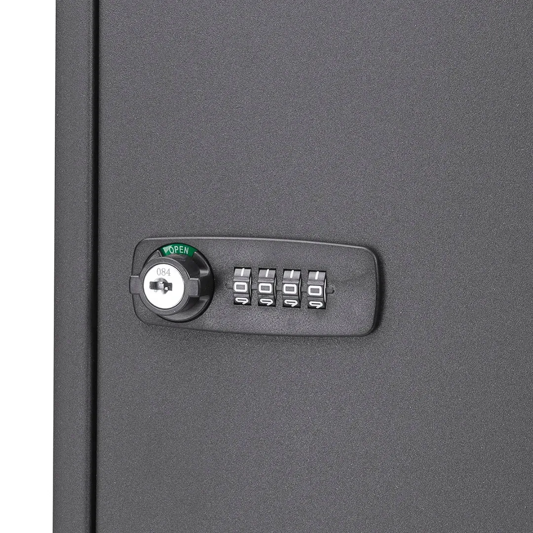 64 Capacity Adjustable Key Cabinet with Combination & Key Lock, Black | CB13264