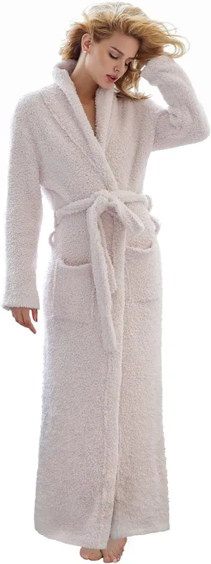 7 VEILS Long Bathrobe Womens and Mens Cozy Knit Microfiber Stretchy Super Soft Bathrobes Loungewear House Robes Dressing Gown