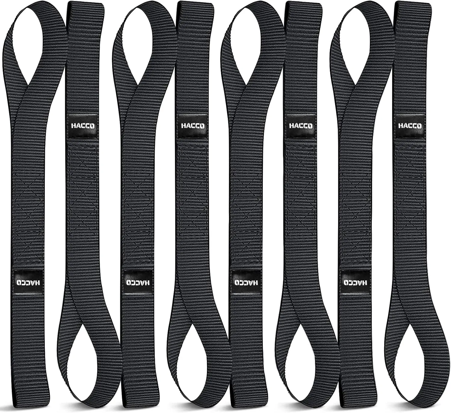 8PK Soft Loop Motorcycle Tie-Down Straps, 1.6 x 17inch 10000LB Break Strength, Heavy Duty Tie Down Loops for Securing ATV, UTV, Dirt Bike, Lawn & Garden Equipment (Black)