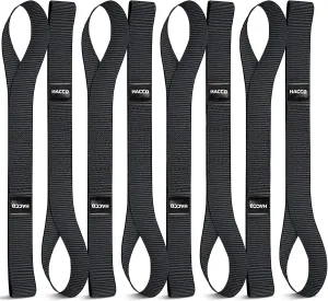 8PK Soft Loop Motorcycle Tie-Down Straps, 1.6 x 17inch 10000LB Break Strength, Heavy Duty Tie Down Loops for Securing ATV, UTV, Dirt Bike, Lawn & Garden Equipment (Black)