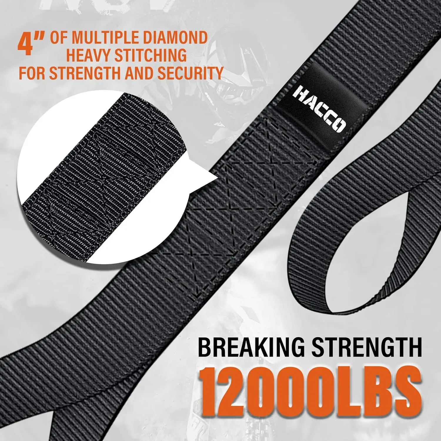 8PK Soft Loop Motorcycle Tie-Down Straps, 1.6 x 17inch 10000LB Break Strength, Heavy Duty Tie Down Loops for Securing ATV, UTV, Dirt Bike, Lawn & Garden Equipment (Black)
