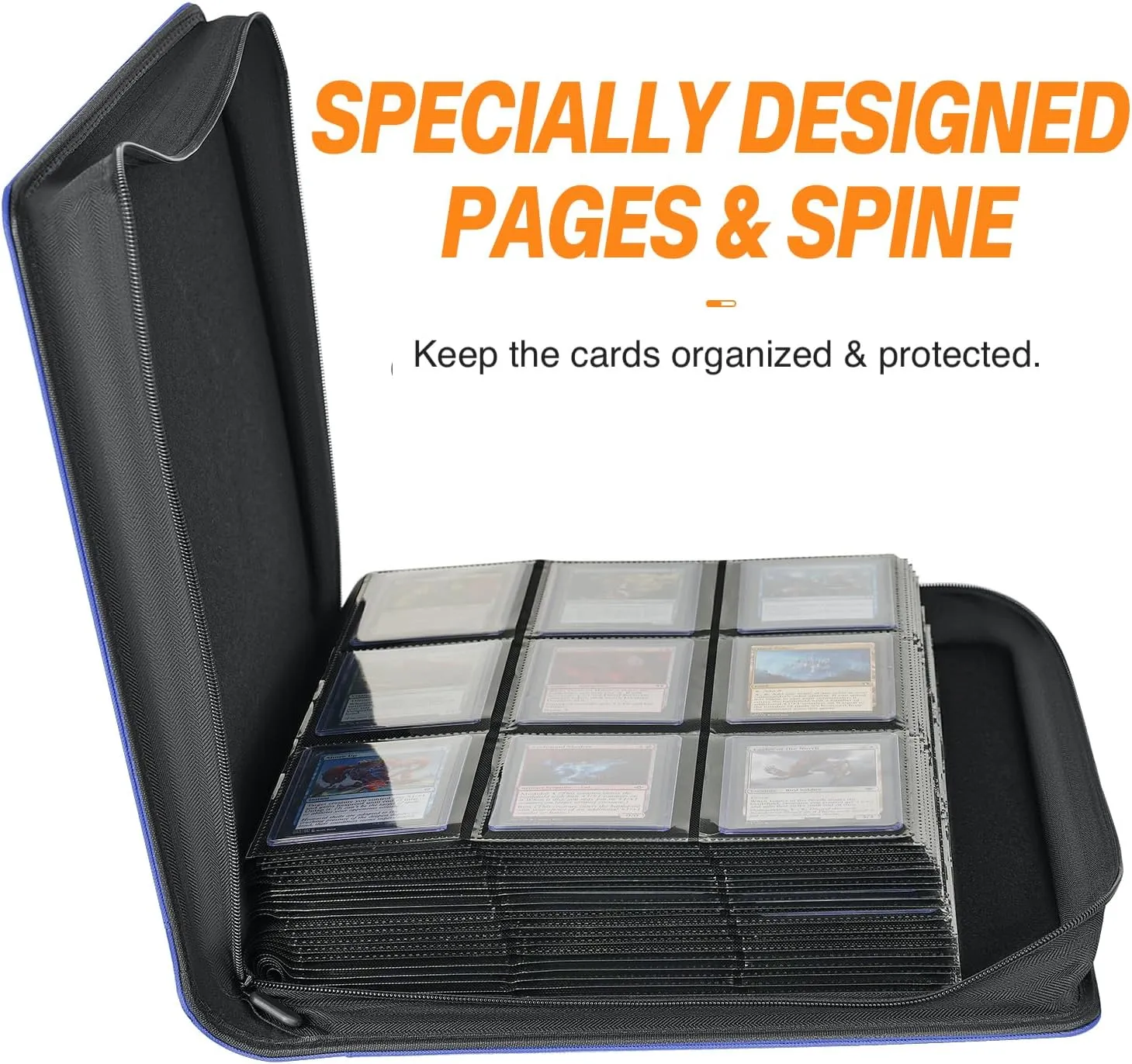 9-Pocket Toploader Binder, Holds 360 3" x 4" Rigid Card Holders, Top Loader Collection Display Album for Trading Cards and Sports Cards - Blue