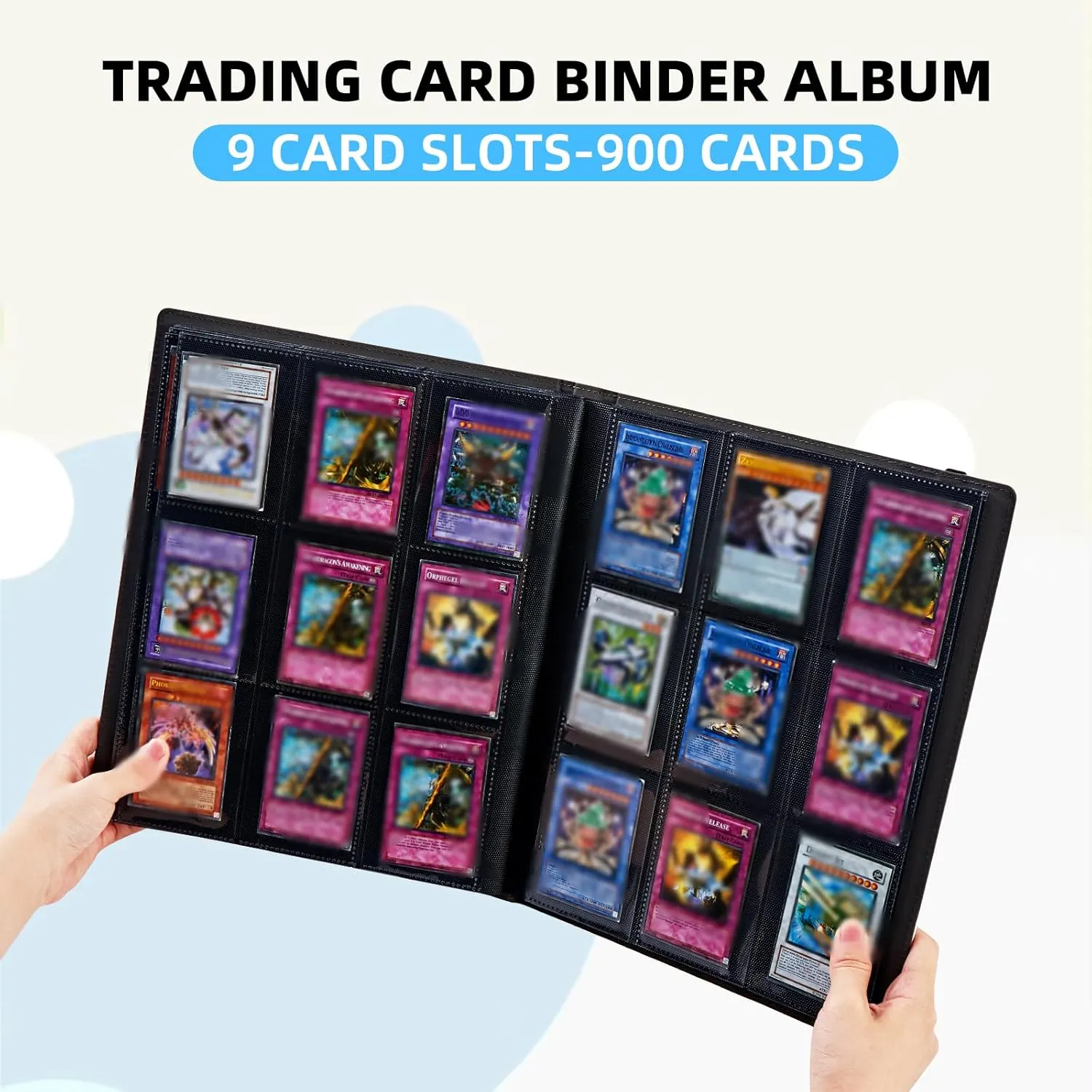 9 Pocket Trading Card Binder, Card Collection Binder for TCG, MTG, Sports Cards, Baseball, Black Snake and Roses Trading Card Book Holder for Collectors, Top Loader Binder