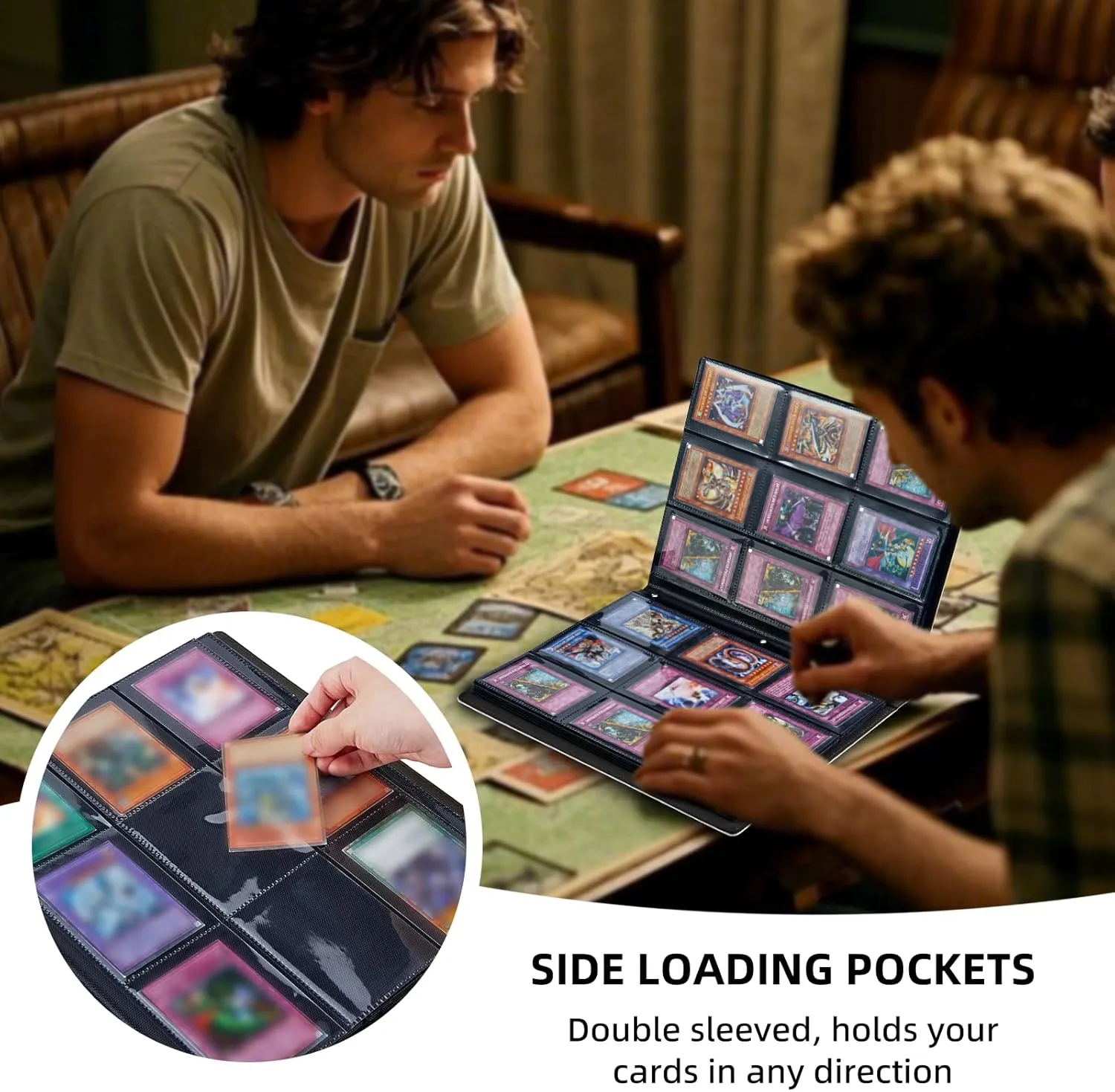 9 Pocket Trading Card Binder, Card Collection Binder for TCG, MTG, Sports Cards, Baseball, Black Snake and Roses Trading Card Book Holder for Collectors, Top Loader Binder