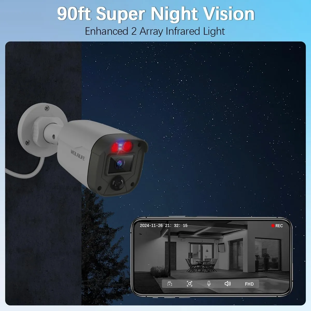 【90ft Super Night Vision】 5MP Outdoor Wired Security Camera System, Home Video Surveillance Systems, CCTV Cameras with DVR Recorder