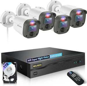 【90ft Super Night Vision】 5MP Outdoor Wired Security Camera System, Home Video Surveillance Systems, CCTV Cameras with DVR Recorder
