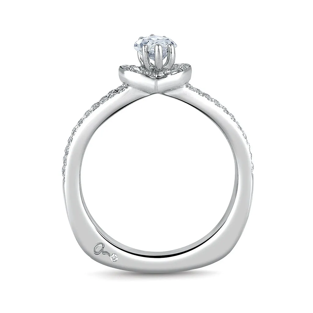 A. Jaffe Art Deco Diamond Engagement Ring Setting in White Gold