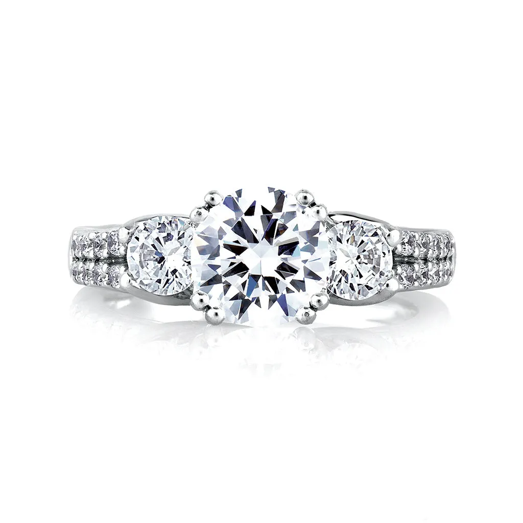 A. Jaffe Classics Three-Stone Diamond Engagement Ring Setting in White Gold