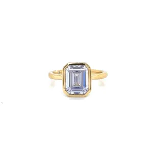 A. JAFFE Emerald Center Bezel Solitaire Diamond Engagement Ring Setting in 14K Yellow Gold