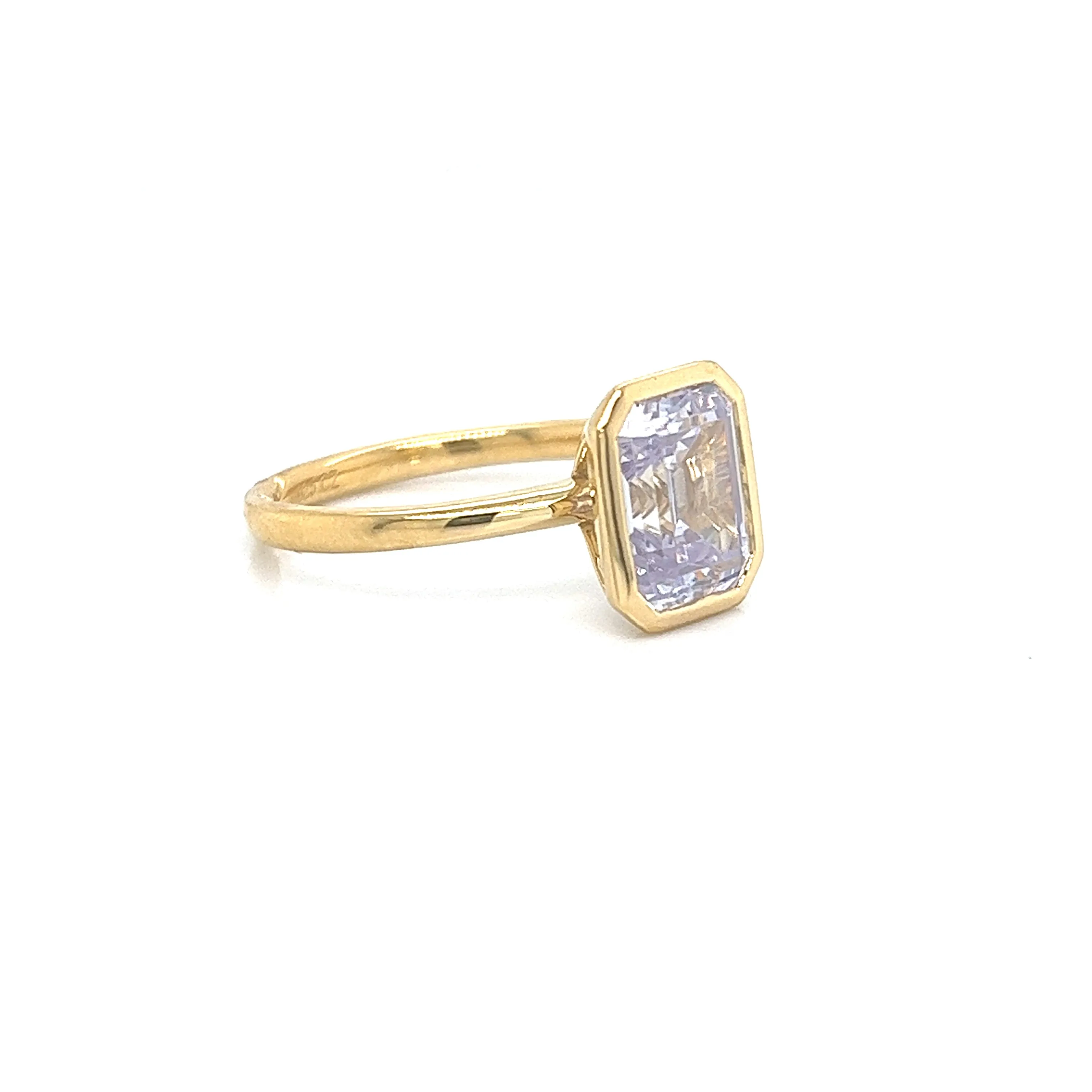A. JAFFE Emerald Center Bezel Solitaire Diamond Engagement Ring Setting in 14K Yellow Gold