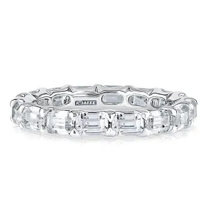 A. Jaffe Emerald Diamond Eternity Ring in White Gold