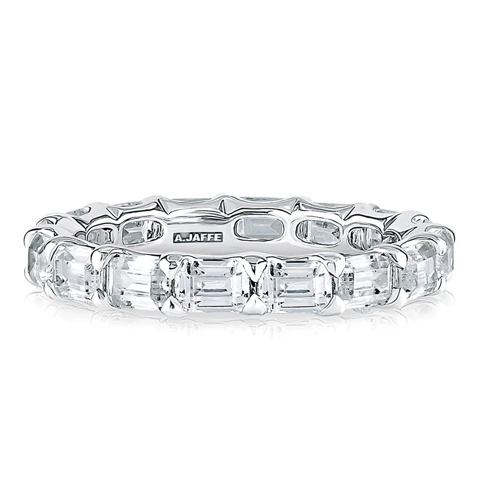 A. Jaffe Emerald Diamond Eternity Ring in White Gold