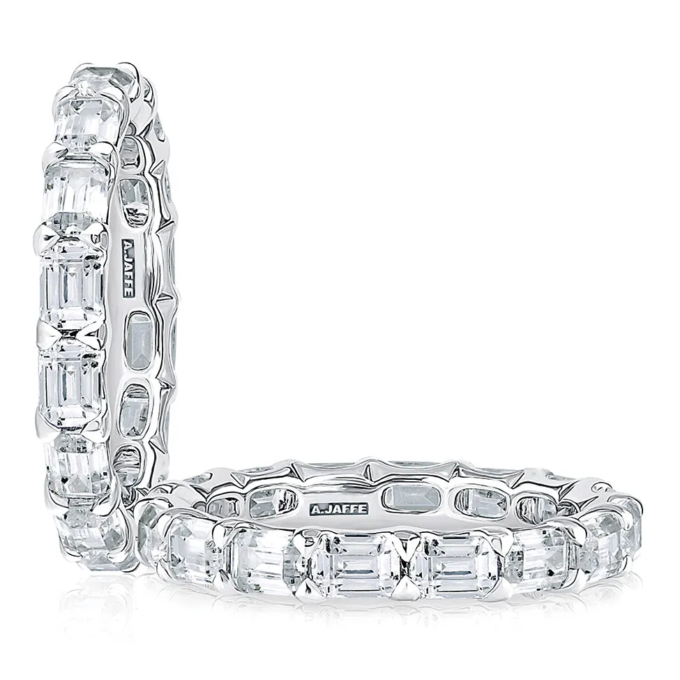 A. Jaffe Emerald Diamond Eternity Ring in White Gold