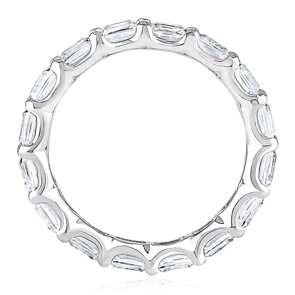 A. Jaffe Emerald Diamond Eternity Ring in White Gold