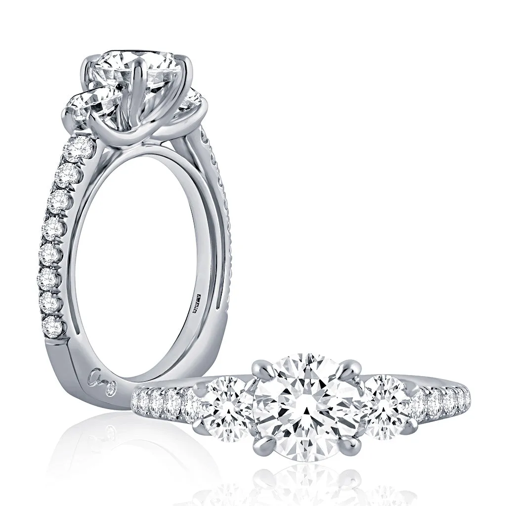 A. Jaffe Metropolitan Three-Stone Diamond Engagement Ring Setting in White Gold