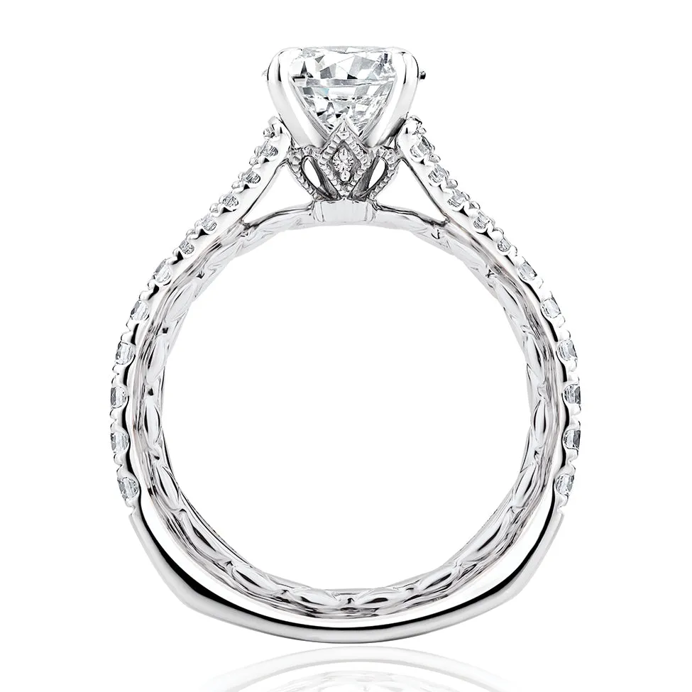 A. Jaffe Modern Royal Engagement Ring Setting in White Gold