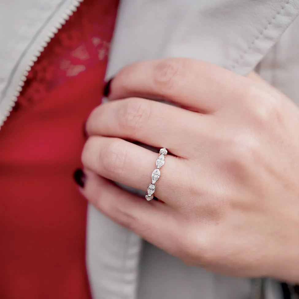 A. Jaffe Pear Diamond Eternity Ring in White Gold
