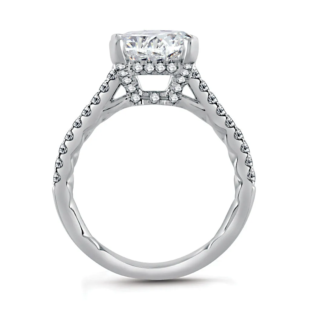 A. Jaffe Quilted East-West Diamond Engagement Ring Setting in White Gold